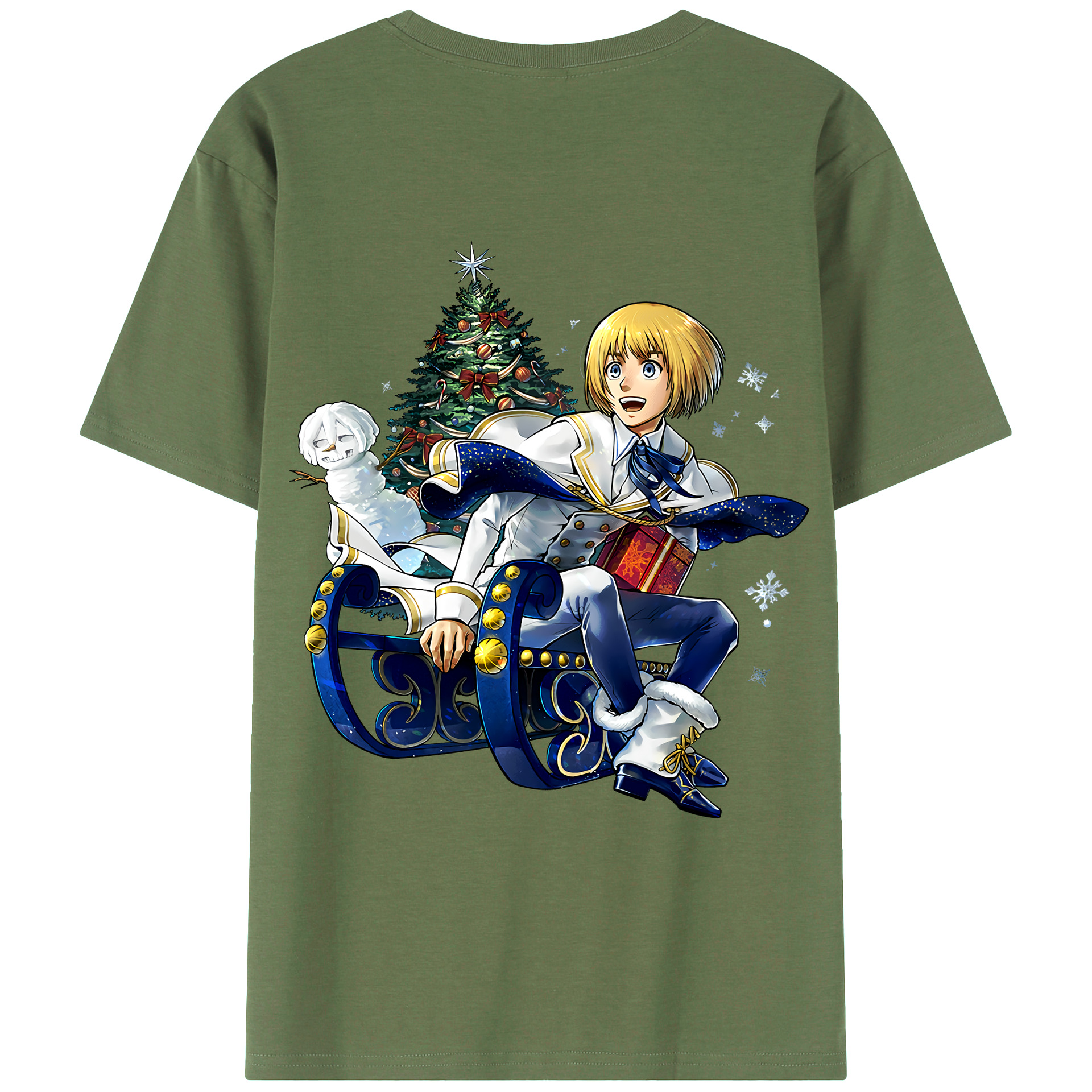 （画像用） 進撃の巨人 アルミン·アルレルト Attack on Titan Armin Arlert 綿100％ メンズ半袖Tシャツ（バックプリント） 通気性